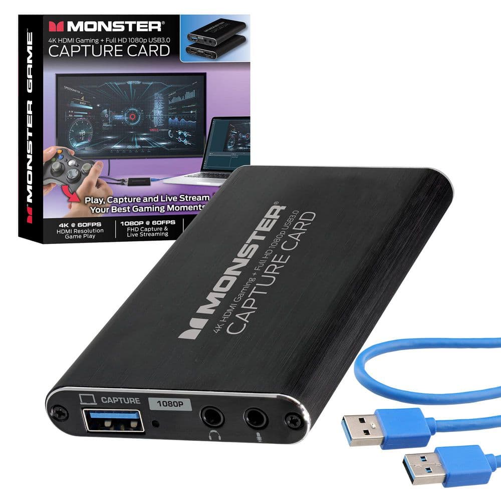 Monster 4K 60FPS Game Play Capture Card, 1080p 60FPS Capture and