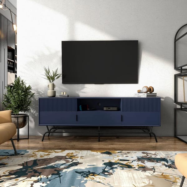 Furniture of America Yaztra Blue TV Stand Fits TV's up to 65 in