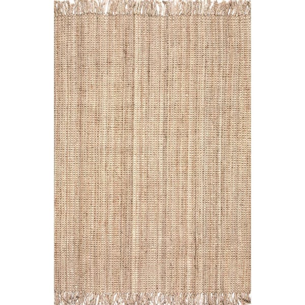 nuLOOM Natura Chunky Loop Jute Tan 8 ft. x 10 ft. Farmhouse Area