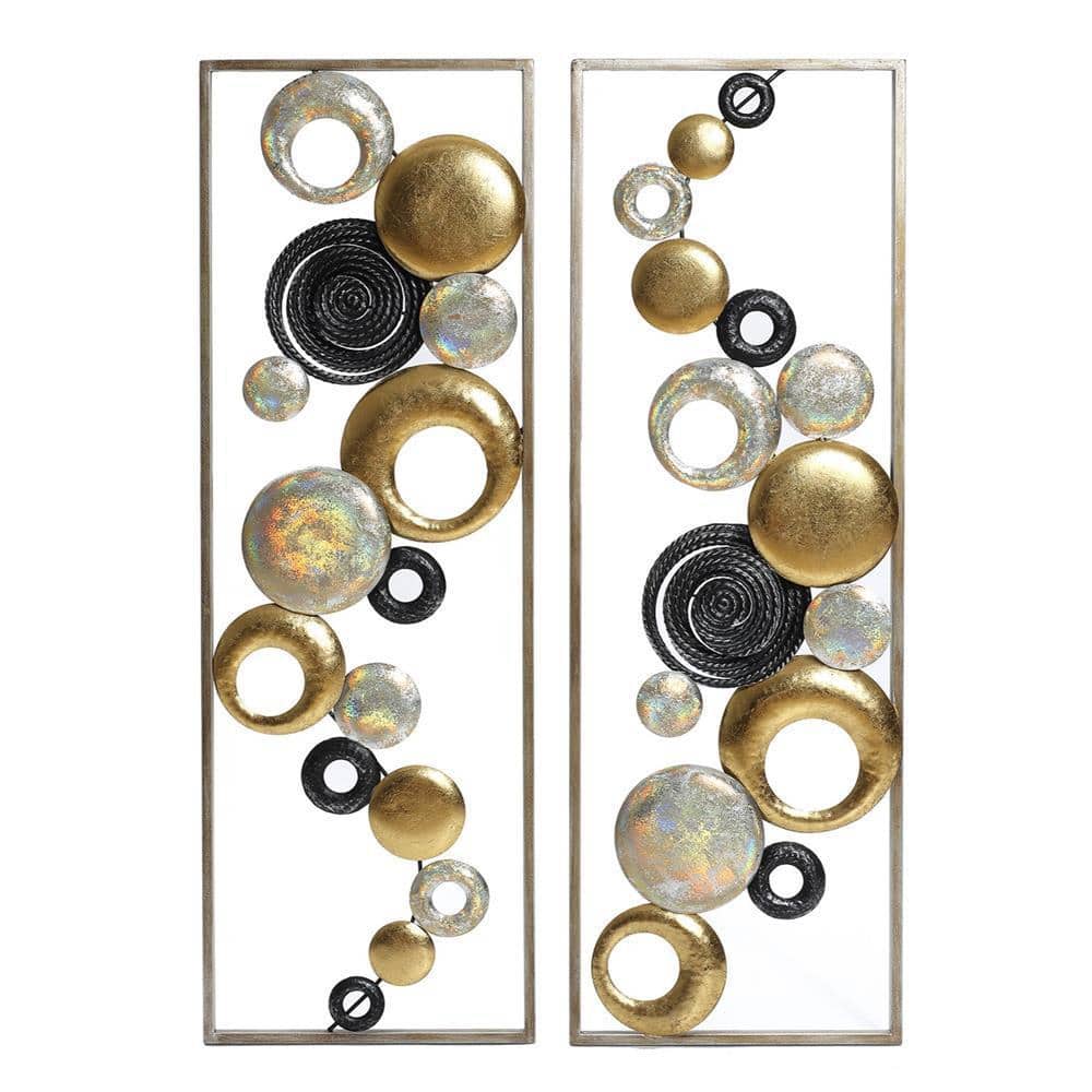 LuxenHome Metal Multi-Colored Modern Abstract Flowers Wall Decor