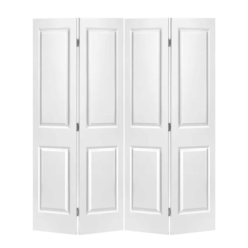 CALHOME 48 in. x 80 in. 2 Panel White Painted MDF Composite Bi