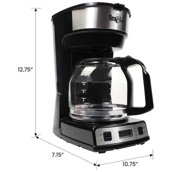 Total Chef 12-Cup Programmable Coffee Maker,Stainless Steel Drip