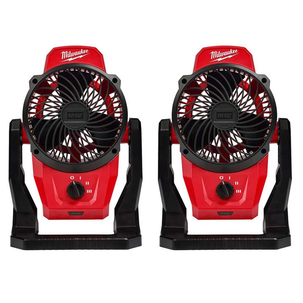Milwaukee M12 12-Volt Lithium-Ion Cordless Jobsite Fan (2-Pack