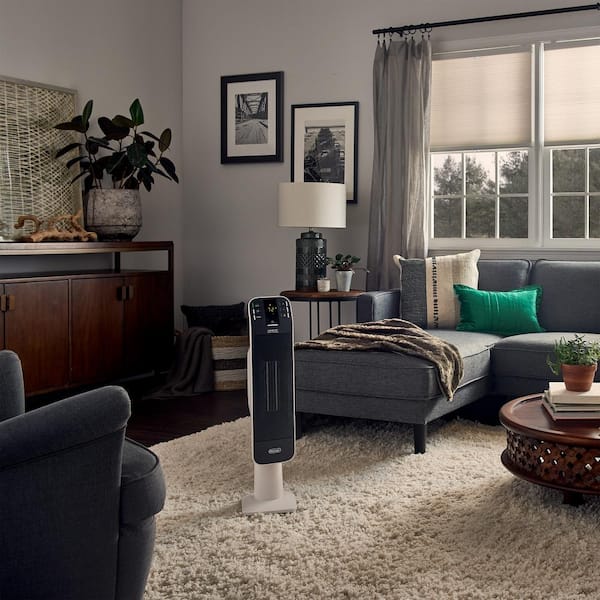 DeLonghi 1500-Watt White/Gray Indoor 28 in. Electric Ceramic Tower