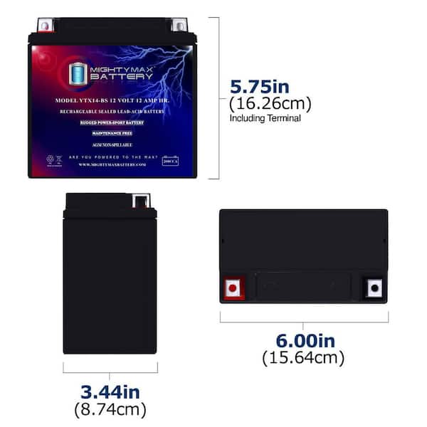 MIGHTY MAX BATTERY YTX14-BS REPLACEMENT BATTERY FOR KAWASAKI NINJA