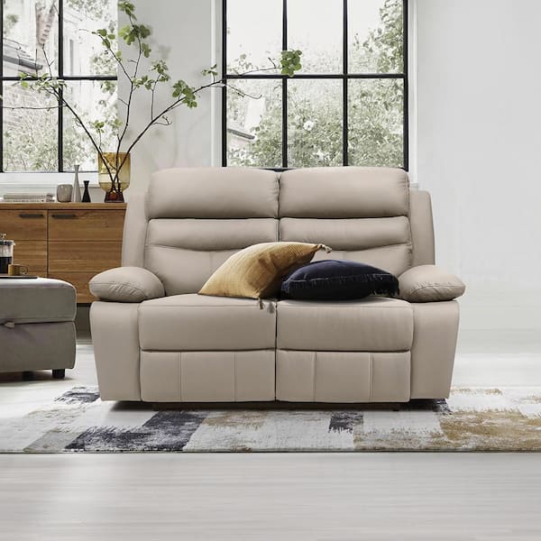 Lazzara Edelia 64 in. W Latte Leather 2-Seater Power Double
