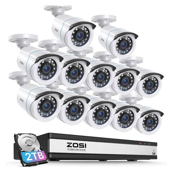 ZOSI H.265+ 8-Channel 5MP-Lite 2TB Hard Drive DVR Security Camera