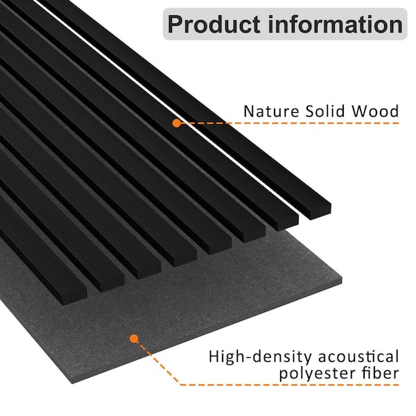 HOMEIBRO 0.83 in. x 7.87 ft. x 1 ft. Slat Wood Black Sound