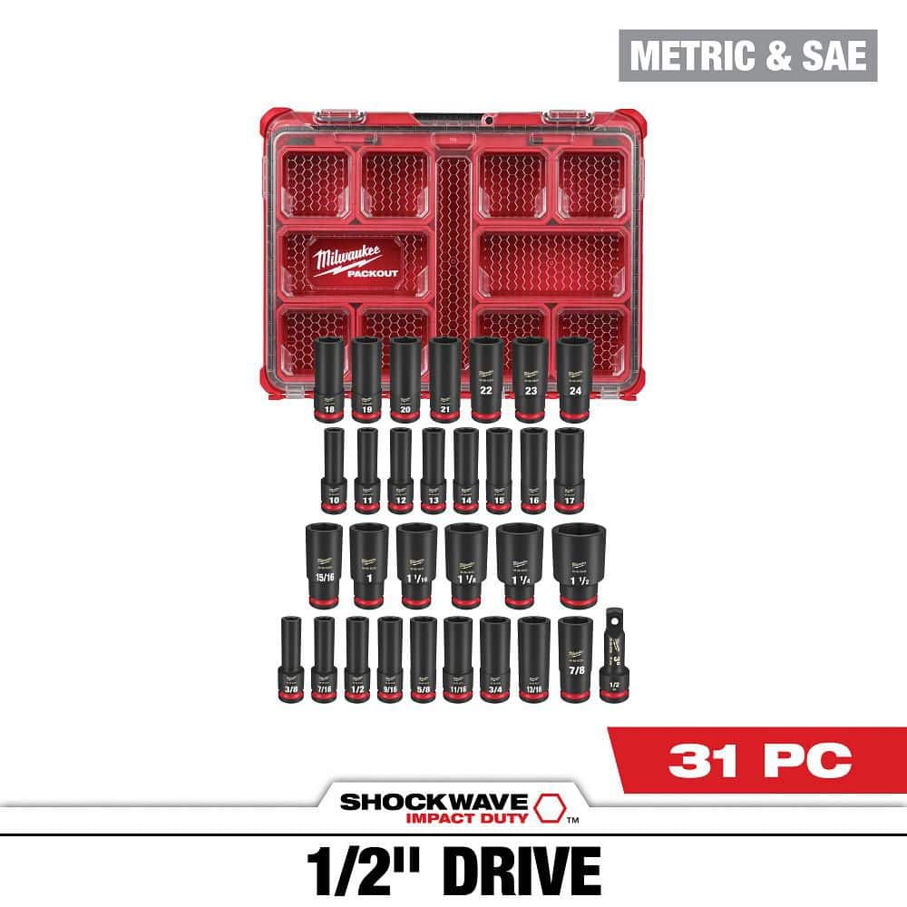 Milwaukee SHOCKWAVE Impact-Duty 1/2 in. Drive Metric and SAE Deep