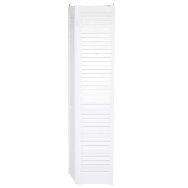 Pinecroft 32 in. x 80 in. Seabrooke Louver/Louver White Hollow