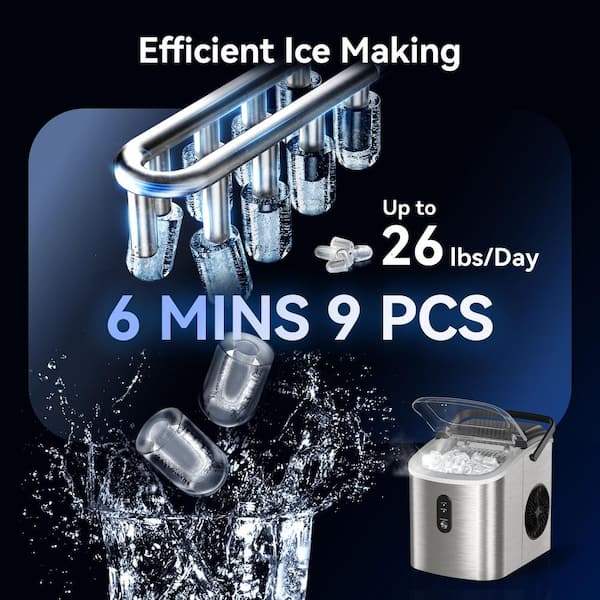 SIMZLIFE 9 in. 26.5lb./24H Bullet Ice Countertop Portable Ice