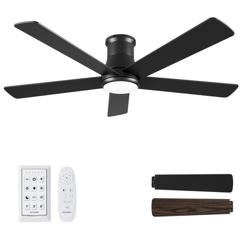 ZXXC 52 in. Indoor/Outdoor Black Downrod Mount Ceiling Fan with