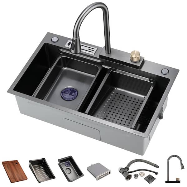 Siavonce Kitchen Sink Flying rain Waterfall Kitchen Sink Set 30 in