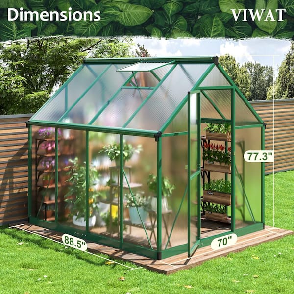 VIWAT 6 ft. W x 7 ft. D Greenhouse for Outdoors, Polycarbonate
