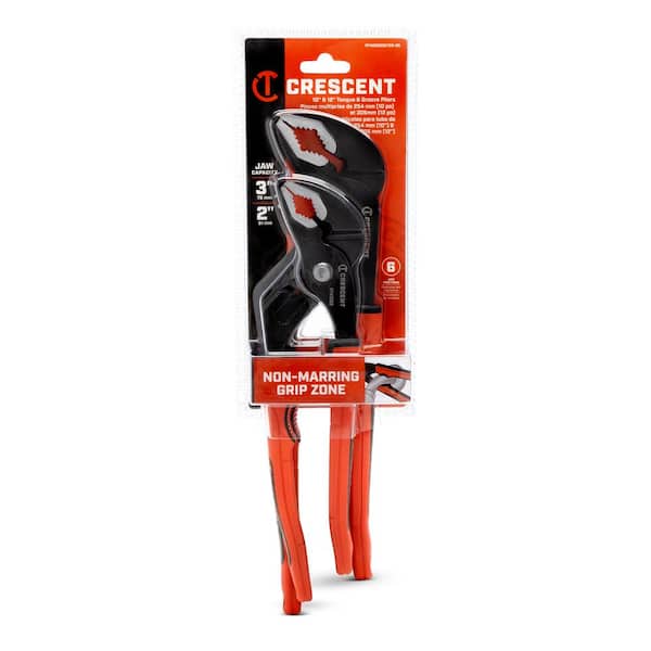 Crescent Grip Zone V-Jaw Dual Material Tongue and Groove Plier Set