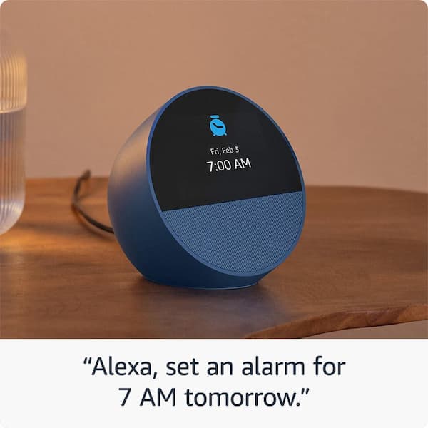 Amazon Echo Spot Smart Alarm Clock with Vibrant Sound Plus Alexa