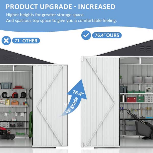 VIWAT 8 ft. W x 12 ft. D Metal Outdoor Storage Shed with Lockable