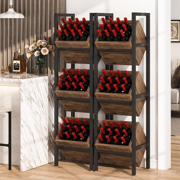 Tribesigns Walter 36-Bottle Brown Wine Rack Freestanding Wine