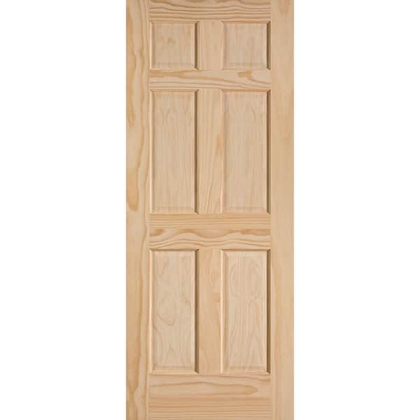 Masonite 32 in. x 80 in. 6 Panel Unfinished Smooth Solid Core Pine