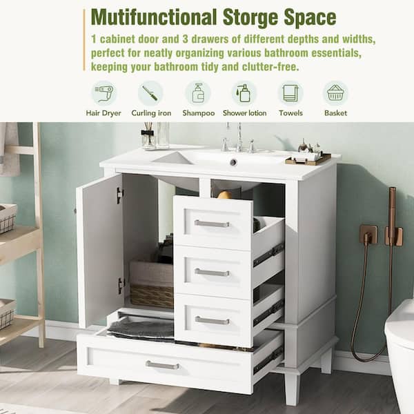 Virubi 30 in. W x 18 in. D x 34 in. H Single Sink Bath Vanity in