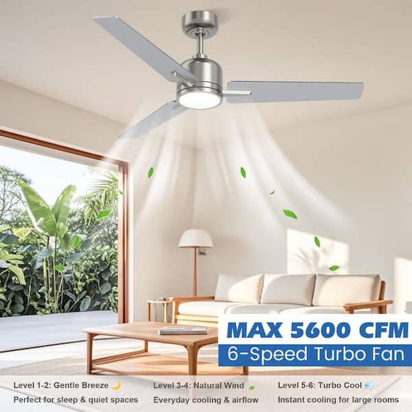 ZXXC 52 in. Indoor/Outdoor Nickel Downrod Mount Ceiling Fan with