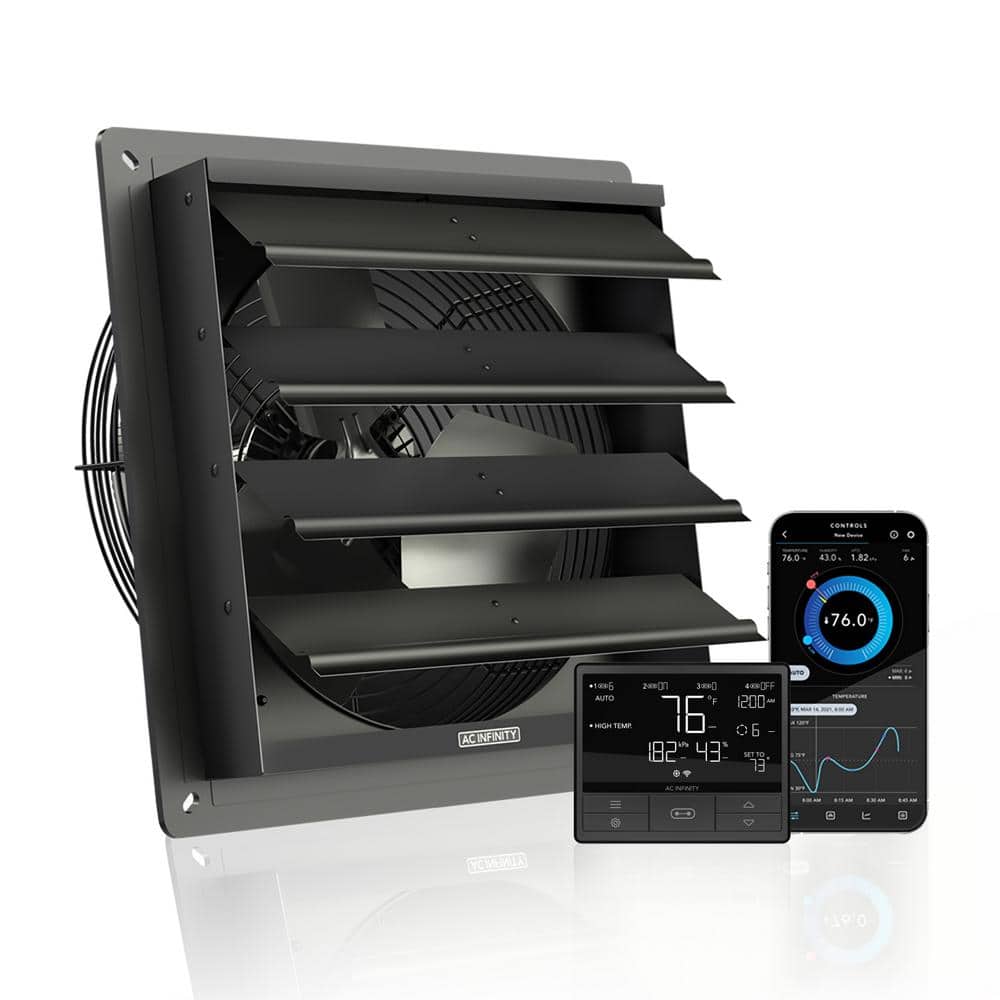 AC Infinity Airlift T12 830 CFM 12 in. Indoor Wall Mount Shutter