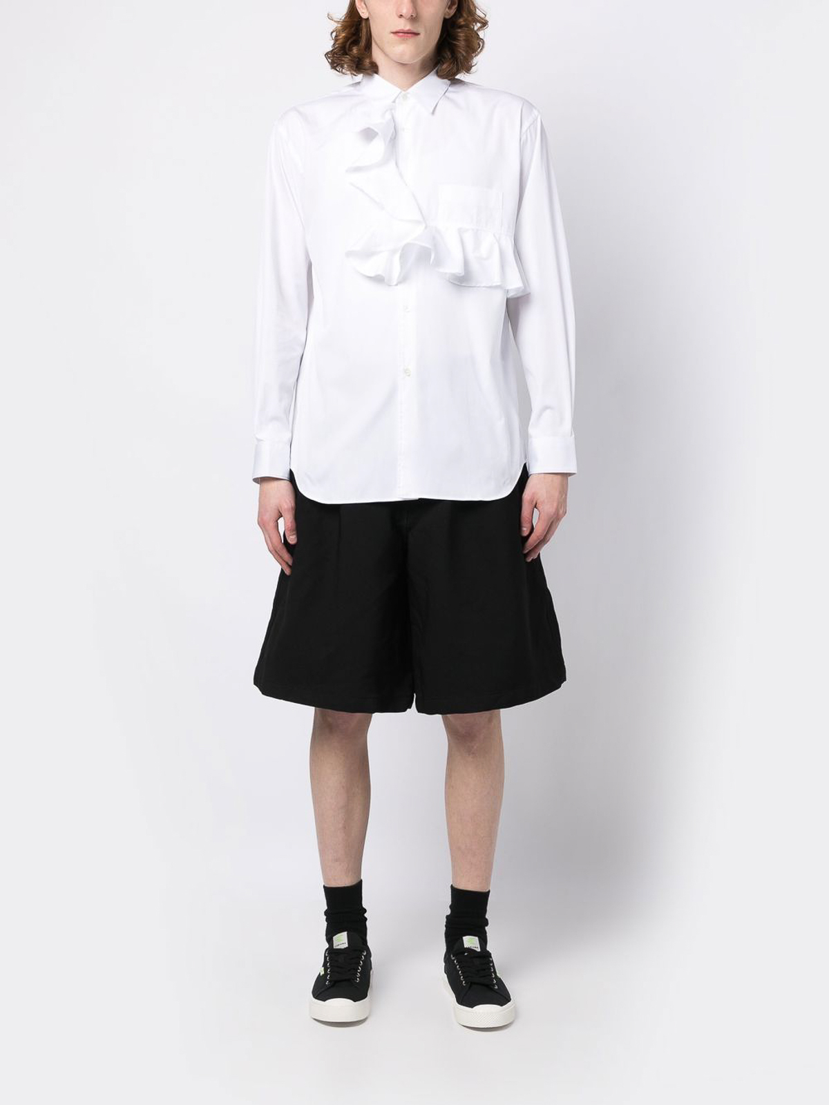 Comme Des Garcons Ruffle-detail longsleeved shirt - White|FKB0222