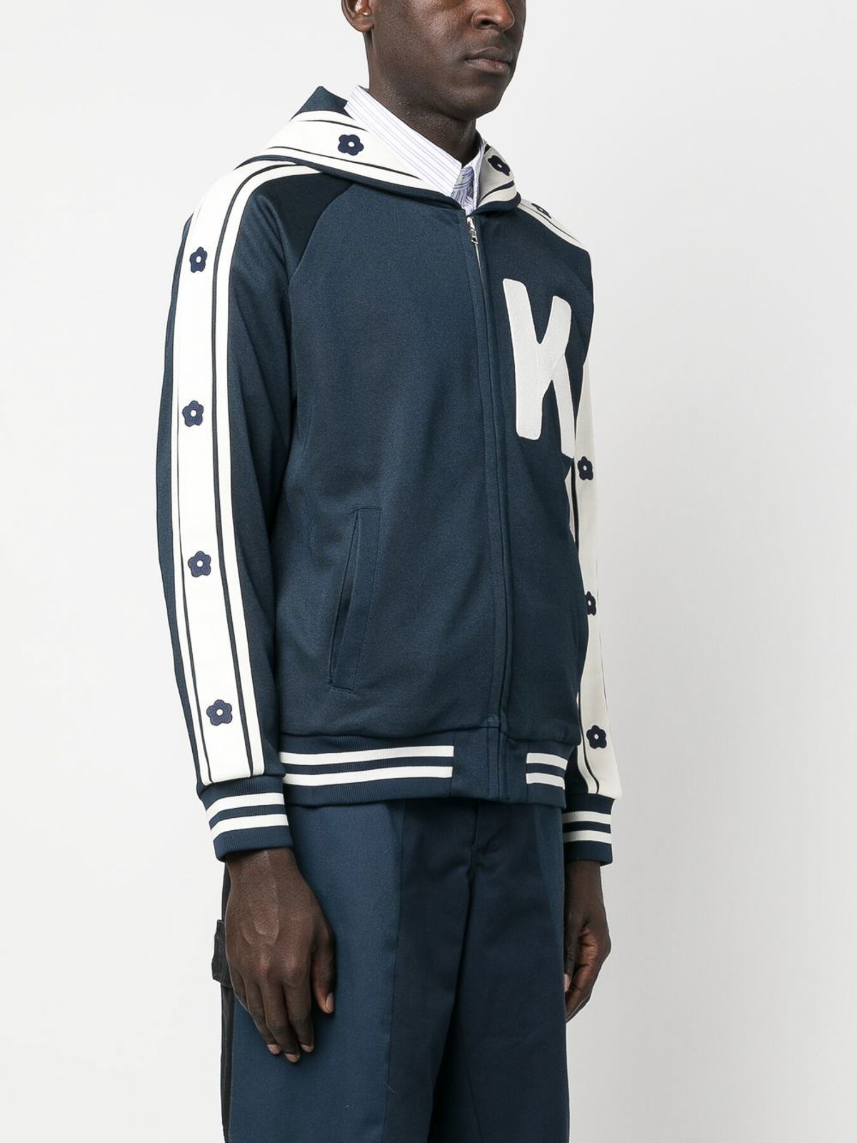 Kenzo Elephant-print varsity jacket - Blue - Men|FD55SW4654IE77