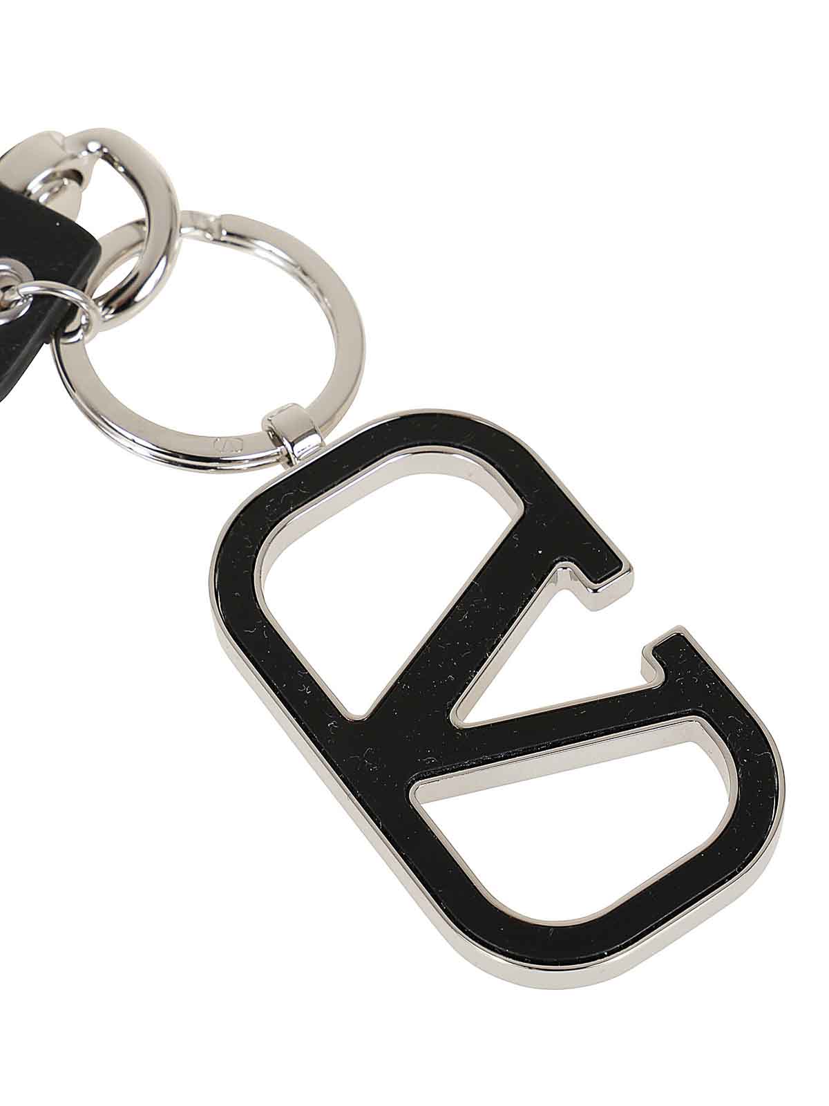 Valentino Garavani Key Ring Vlogo Signature - Black|YP0R81KQAP0N