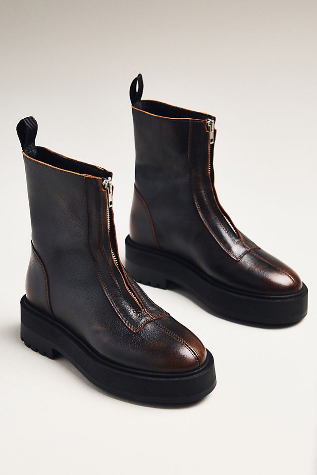 Zip-Up Lug Sole Moto Ankle Boots | Anthropologie