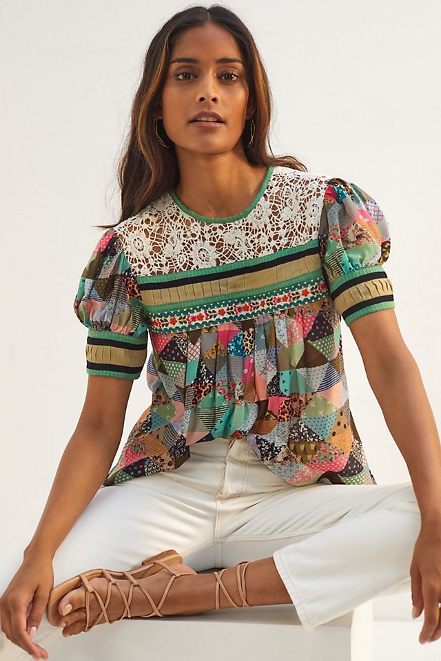 Patchwork Embroidered Lace Blouse | Anthropologie