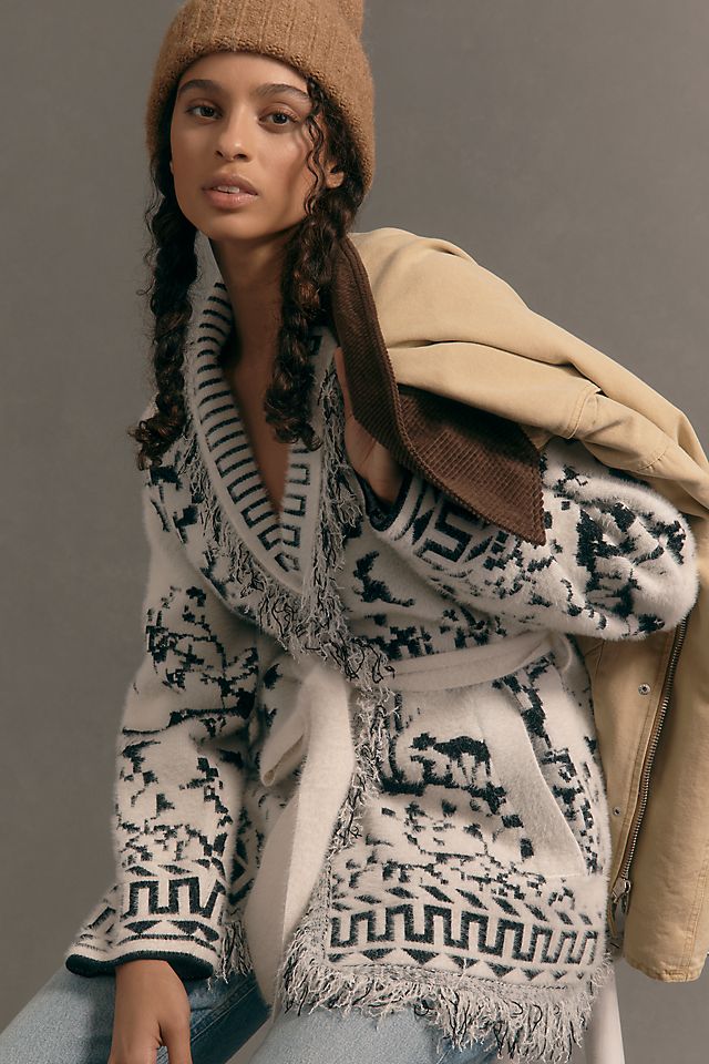 NVLT Knit Fringe Cardigan Sweater | Anthropologie