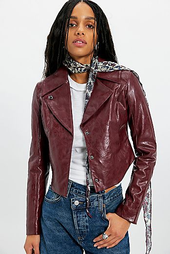 Diesel Lamin Leather Trench Coat | Free People