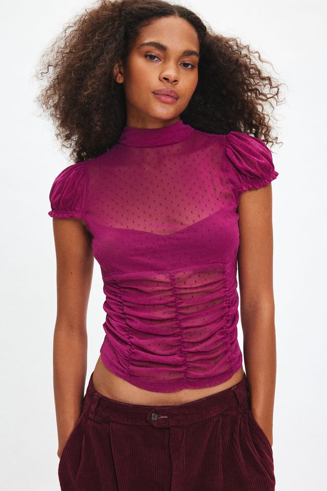 Kimchi Blue Key To My Heart Swiss Dotted Sheer Mesh Top | Urban