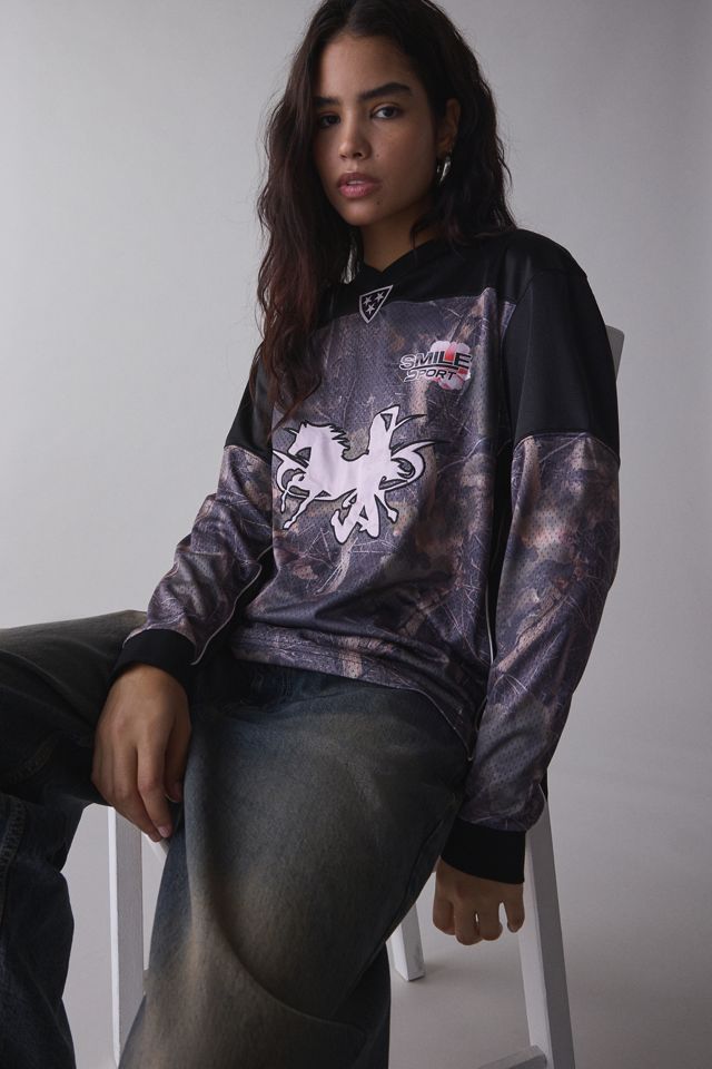 Jaded London Resident Hater Graphic Camo Hockey Jersey | Urban