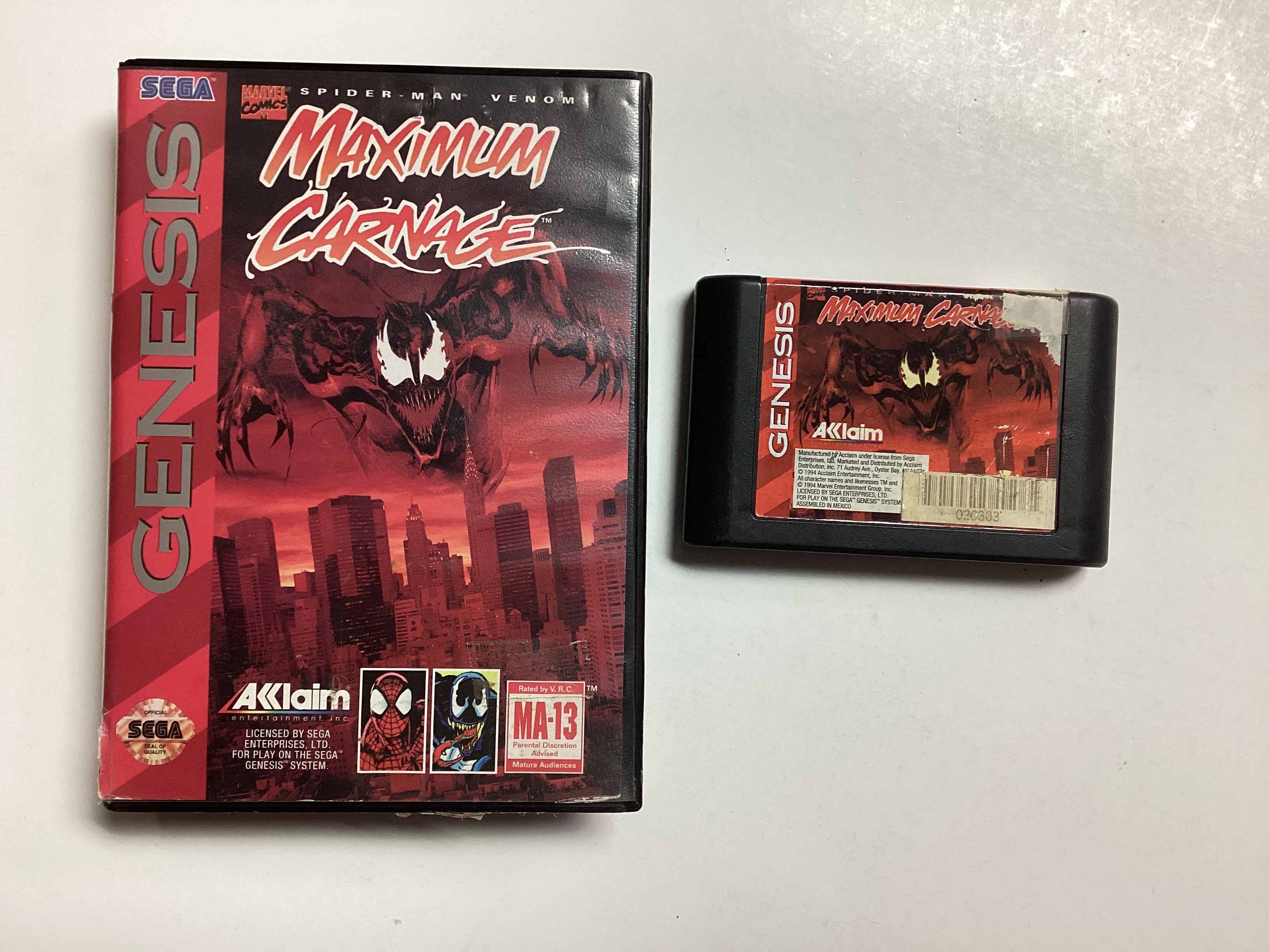 Maximum Carnage- Sega Genesis Game and Case no Manual TESTED Black
