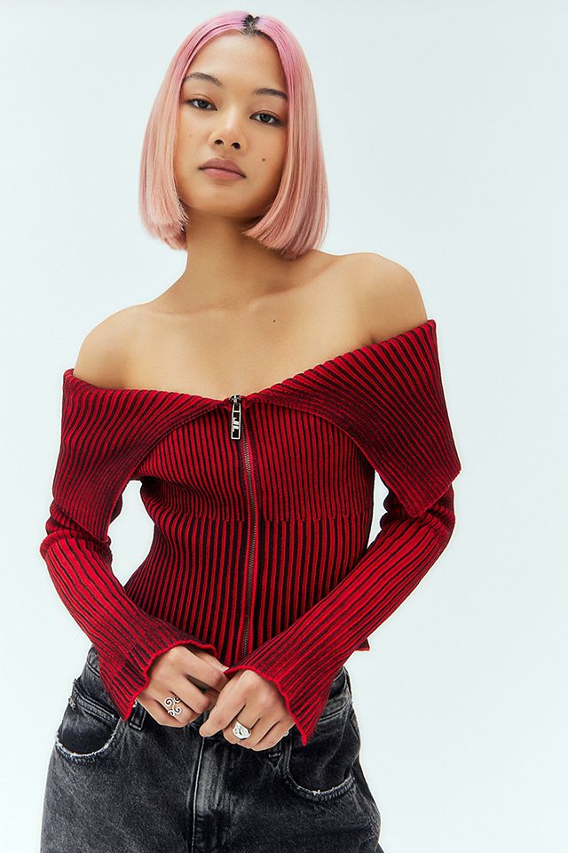 Jaded London UO Exclusive Red Tribeca Knit Top | Urban Outfitters UK