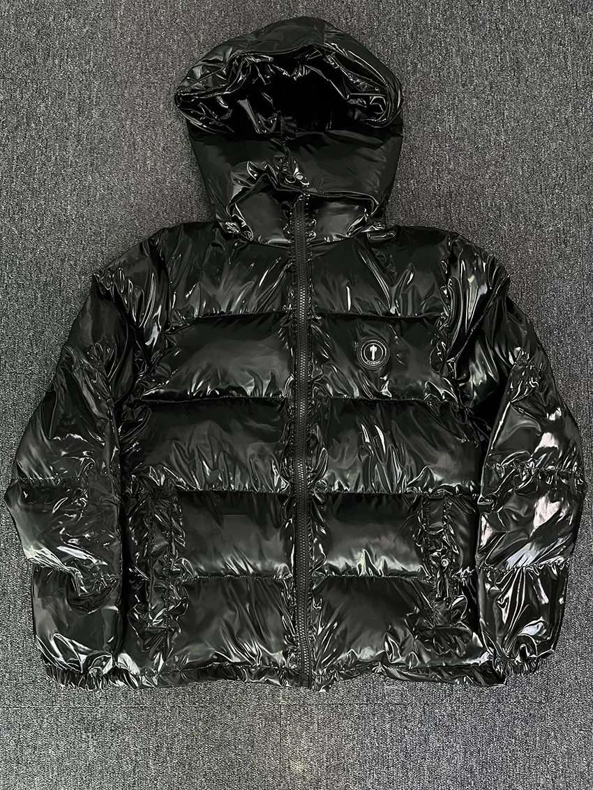 Trapstar Down Jacket Parka Men Luxury Brand Shiny Black Embroidery