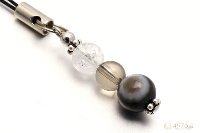 天眼石・スモーキークォーツ・クラック水晶 ストラップ トリプル