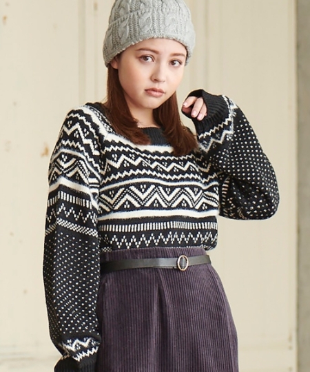 フェザーミックスノルディック柄ニット/MAJESTIC LEGON