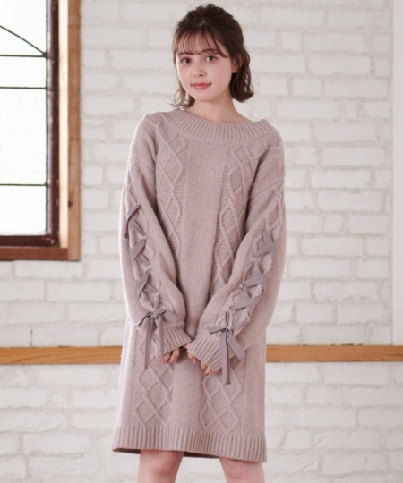 レースアップニットワンピ/MAJESTIC LEGON(マジェスティックレゴン