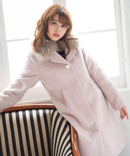 ファー衿ウエスト切替コート/MAJESTIC LEGON(マジェスティックレゴン