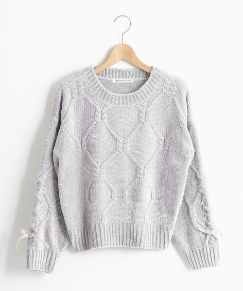 レースアップスリーブモールニット/MAJESTIC LEGON(マジェスティック