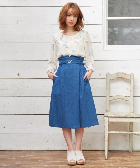 ベルト付ラップIラインスカート/MAJESTIC LEGON(マジェスティック