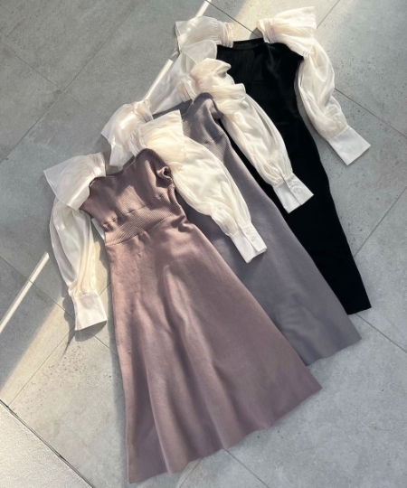 肩フリルドッキングニットワンピース/MAJESTIC LEGON(マジェスティック