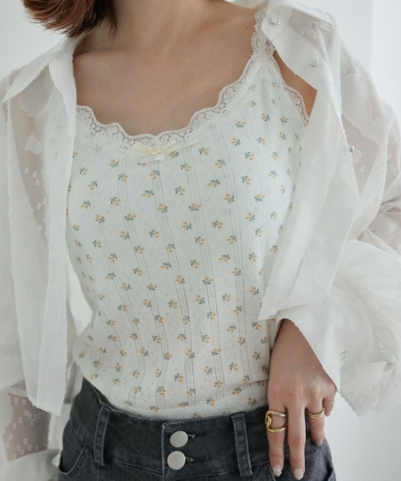 ローズモチーフ付きレーストリムキャミ/MAJESTIC LEGON