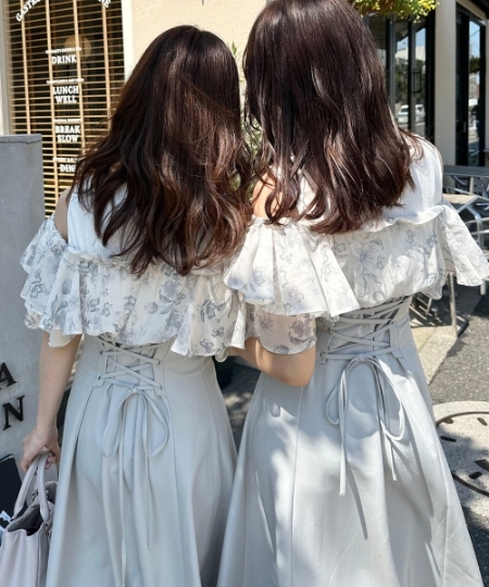 ウエストきゅっとフリルフレアワンピ/MAJESTIC LEGON(マジェスティック