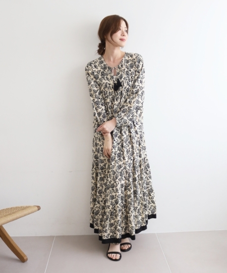 Fanakaビンテージモチーフプリントワンピース/le.coeur blanc(ルクール