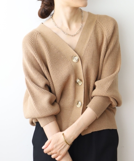 手洗い可能》片畦編みVネックカーディガン/le.coeur blanc(ルクール