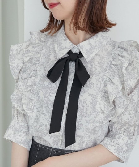 バイカラーリボンタイフリルブラウス/MAJESTIC LEGON(マジェスティック